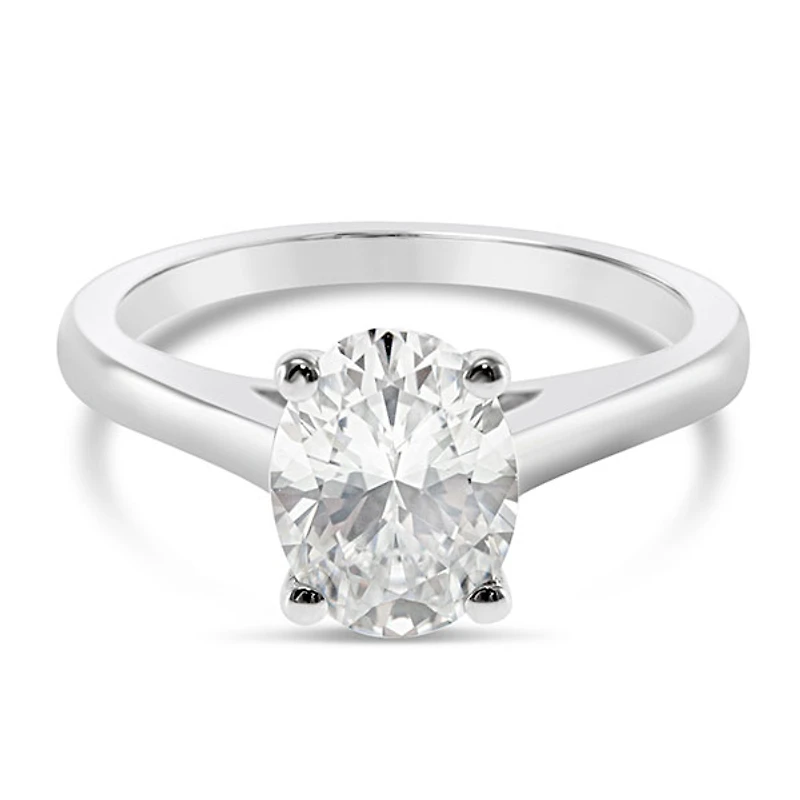 Sterling Silver Cubic Zirconia Oval Solitaire Ring