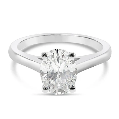 Sterling Silver Cubic Zirconia Oval Solitaire Ring