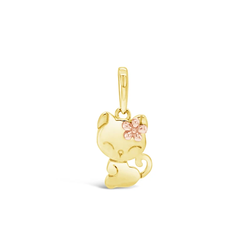 10k Yellow Gold Cubic Zirconia Cat Pendant 153730