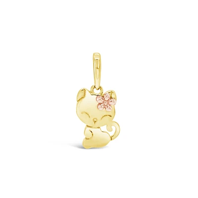 10k Yellow Gold Cubic Zirconia Cat Pendant 153730