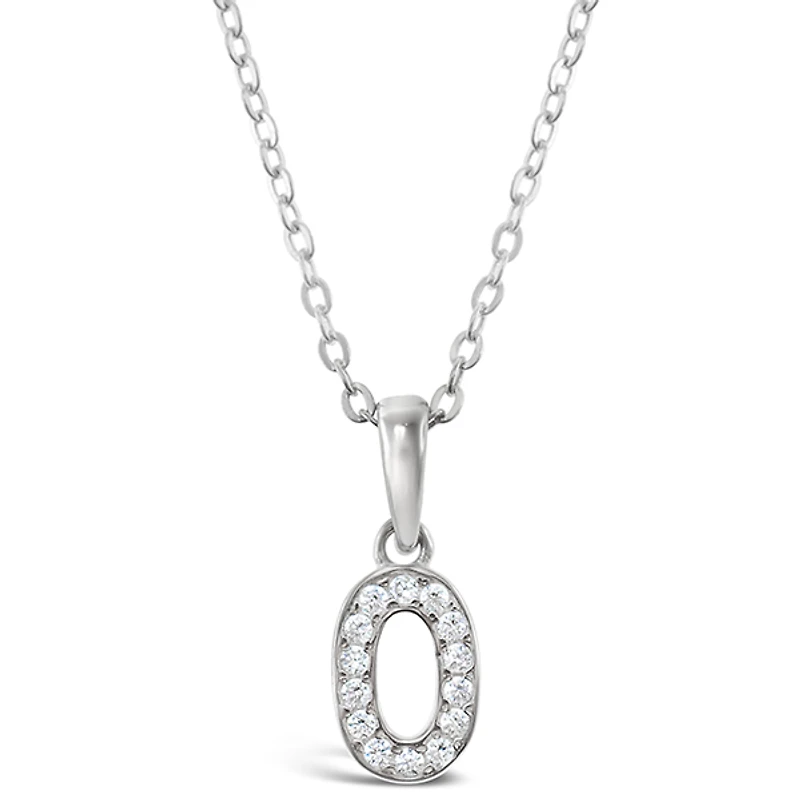 Sterling Silver Cubic Zirconia Initial O Necklace 135931