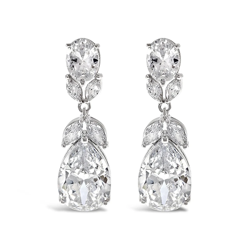 Bridal Silver Cubic Zirconia Drop Earrings 131625