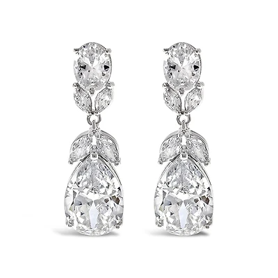 Bridal Silver Cubic Zirconia Drop Earrings 131625