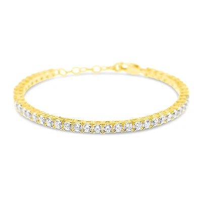 Gold Plated Sterling Silver 3mm Cubic Zirconia Tennis Bracelet 152705