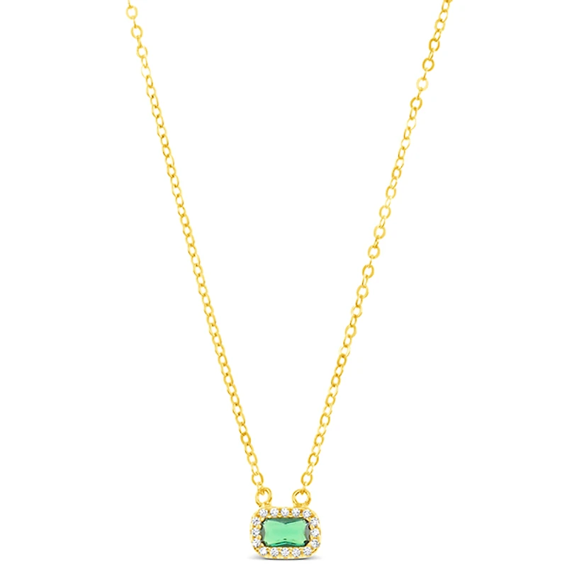 Gold Plated Sterling Silver Green Cubic Zirconia Necklace 152225