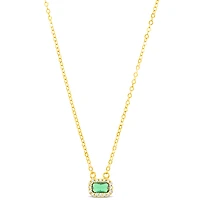 Gold Plated Sterling Silver Green Cubic Zirconia Necklace 152225