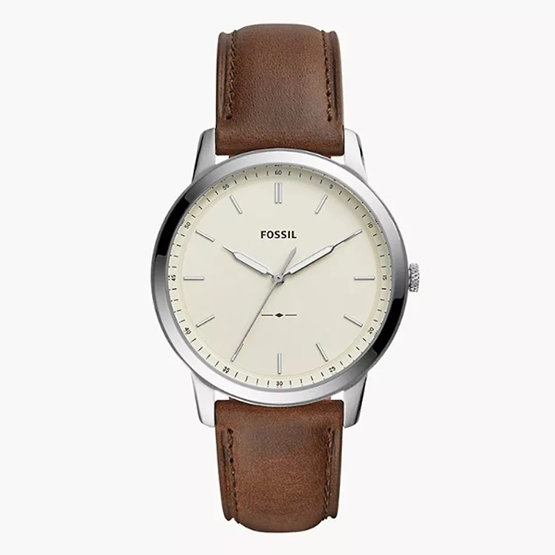 Fossil Minimalist Three-Hand Brown Leather Watch 151903