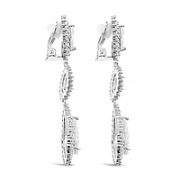 Bridal Silver Cubic Zirconia Tear Drop Clip On Earrings 145938