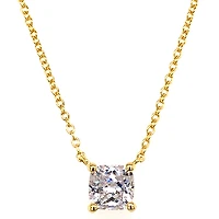 Gold Plated Sterling Silver Cubic Zirconia 6mm Cushion Cut Necklace 143481