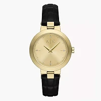Armani Exchange Two-Hand Black Leather Watch 153651