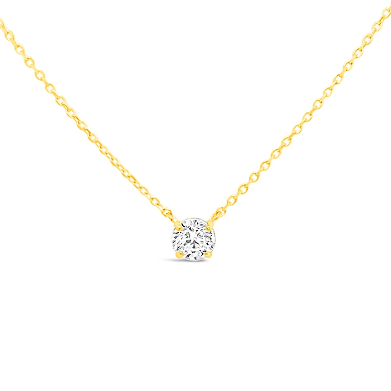 10k Yellow Gold Round Cubic Zirconia Necklace