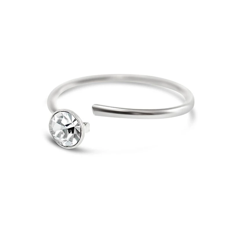 Sterling Silver 8 mm Nose Hoop With Crystal 142911