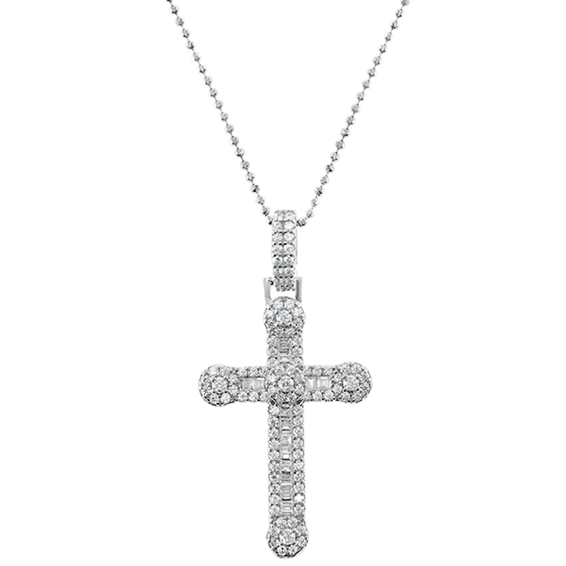 Sterling Silver Cubic Zirconia Cross Necklace 142834