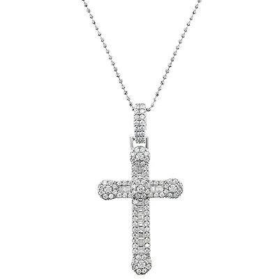 Sterling Silver Cubic Zirconia Cross Necklace 142834