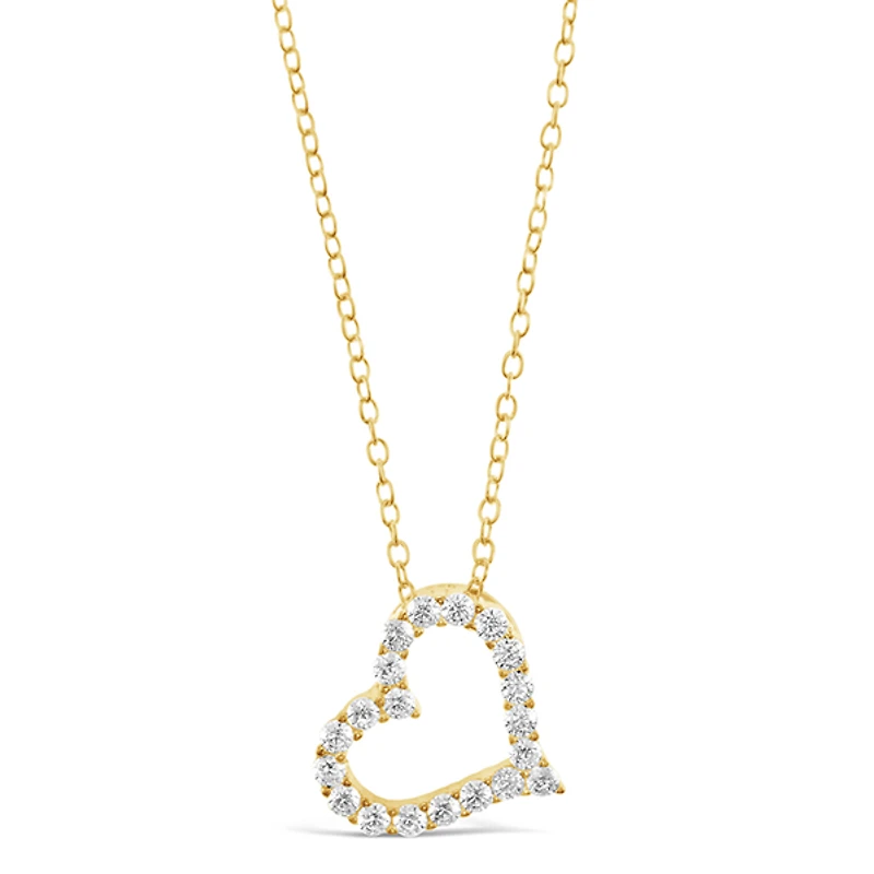 Gold Plated Sterling Silver Cubic Zirconia Heart Necklace 148597