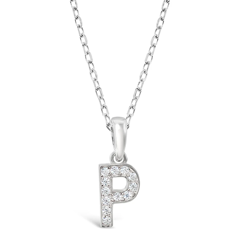Sterling Silver Cubic Zirconia Initial P Necklace 135932