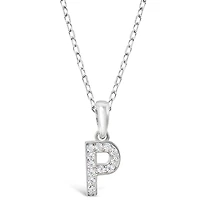 Sterling Silver Cubic Zirconia Initial P Necklace 135932
