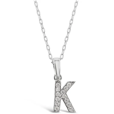 Sterling Silver Cubic Zirconia Initial K Necklace 135927