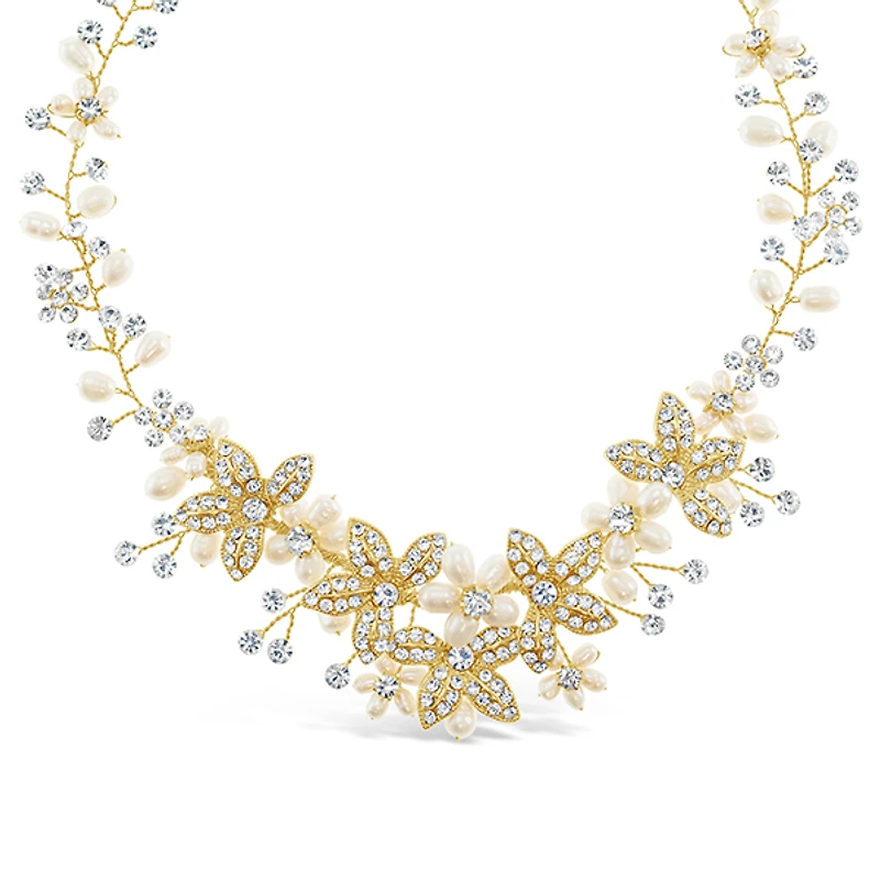 Bridal Gold Crystal Wired Necklace 129550