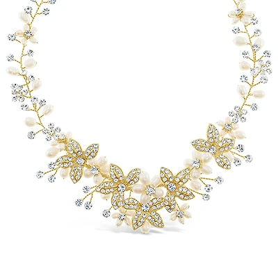 Bridal Gold Crystal Wired Necklace 129550