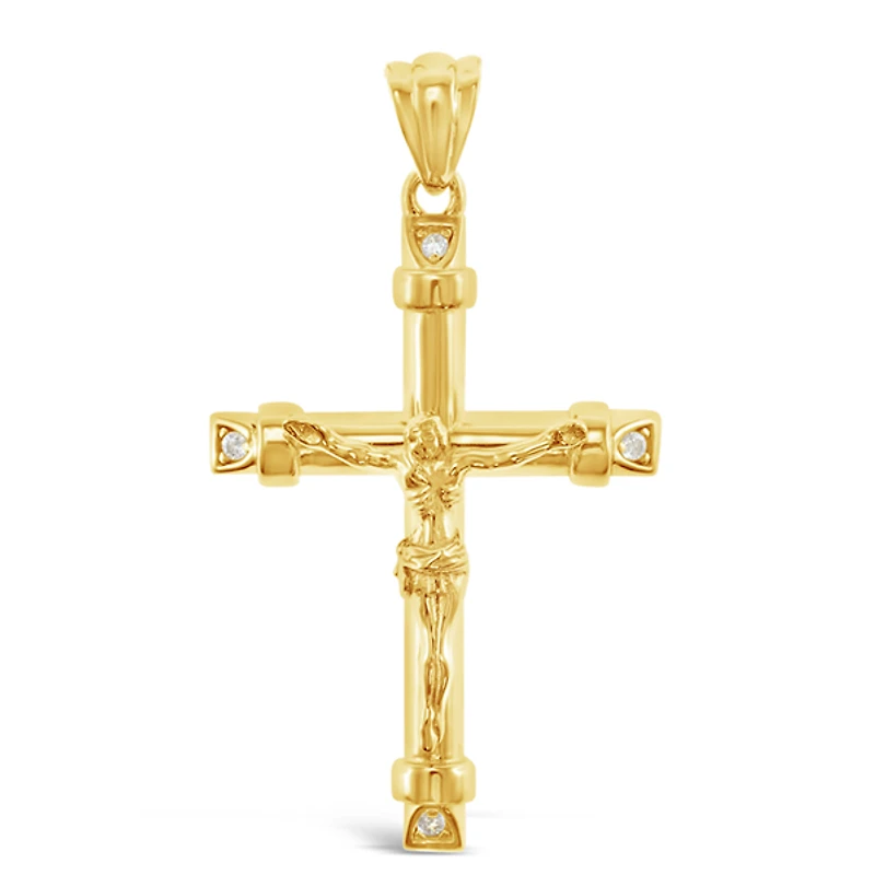 Gold Plated Sterling Silver Cubic Zirconia Cross Pendant 148699