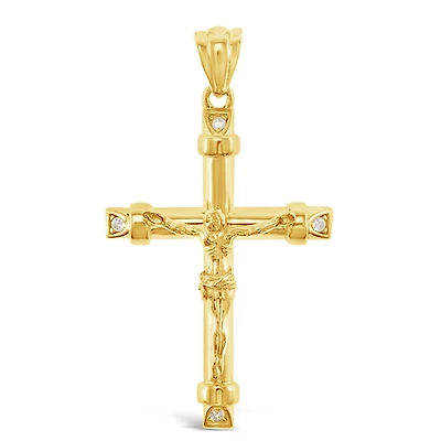 Gold Plated Sterling Silver Cubic Zirconia Cross Pendant 148699