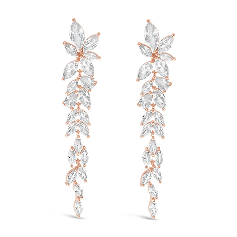 Bridal Rosegold Cubic Zirconia Drop Earrings