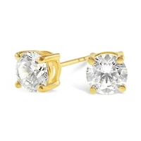 Gold Plated Sterling Silver Cubic Zirconia 8 Hearts 8 Arrows 7mm Studs 143346