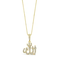 Gold Plated Sterling Silver Cubic Zirconia Allah Necklace 142549