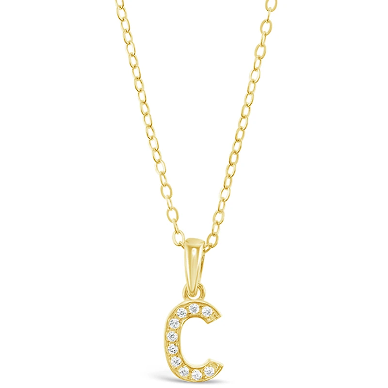 Gold Plated Sterling Silver Cubic Zirconia Initial C Necklace 147936