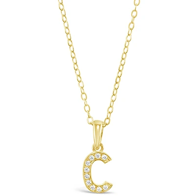 Gold Plated Sterling Silver Cubic Zirconia Initial C Necklace 147936