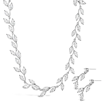 Bridal Silver Cubic Zirconia Necklace & Earrings Set 146352