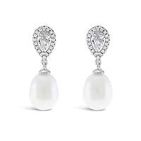 Sterling Silver Cubic Zirconia Pearl Earrings 146458