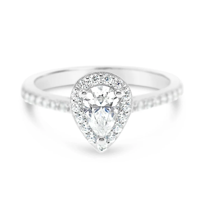Sterling Silver Cubic Zirconia Tear Drop Ring