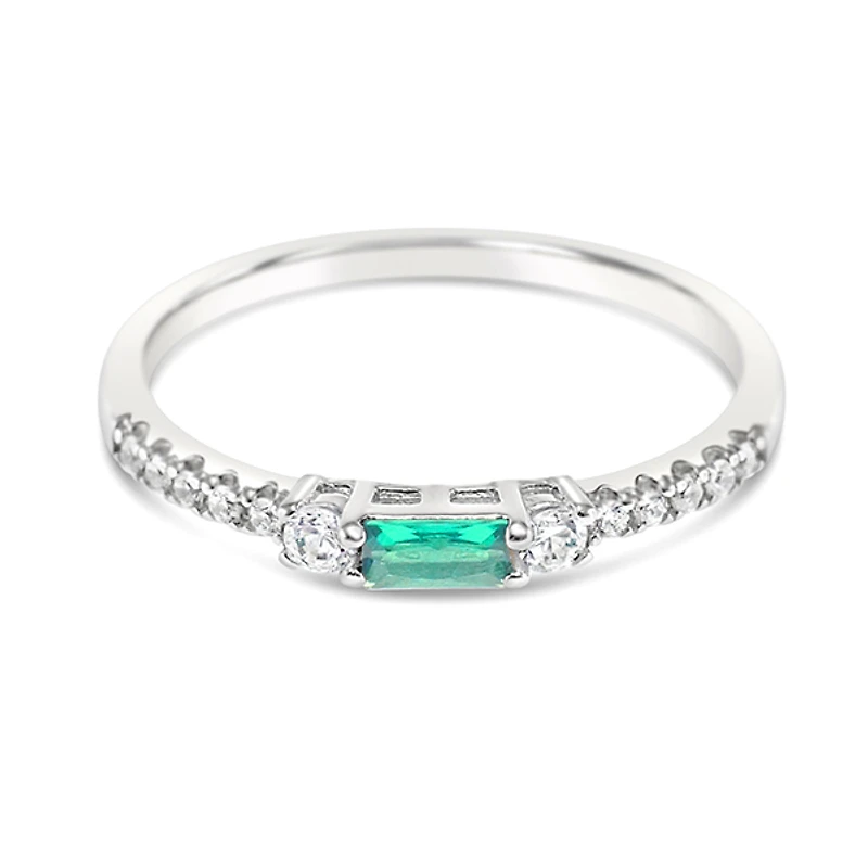 Sterling Silver Green Cubic Zirconia Ring 152218