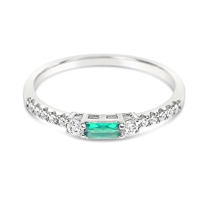 Sterling Silver Green Cubic Zirconia Ring 152218