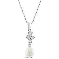 Sterling Silver Cubic Zirconia Pearl Necklace