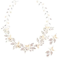 Bridal Crystal & Pearl Necklace & Earrings Set 146367