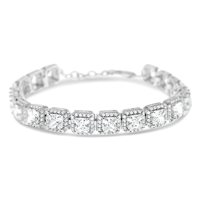 Sterling Silver 5mm Square Cubic Zirconia Tennis Bracelet 130383