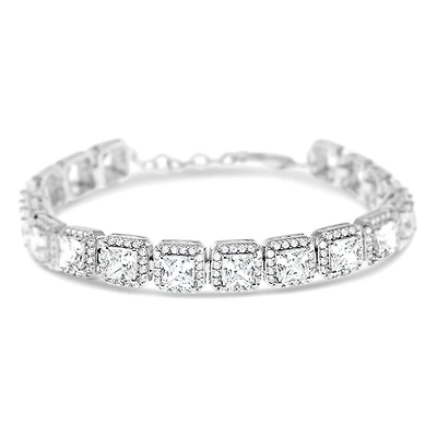 Sterling Silver 5mm Square Cubic Zirconia Tennis Bracelet 130383