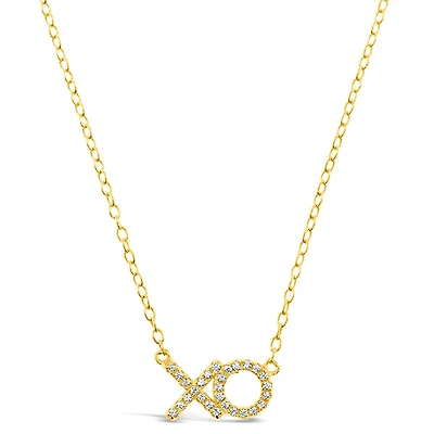 Gold Plated Sterling Silver Cubic Zirconia XO Necklace 149663