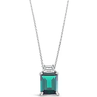 Sterling Silver Emerald Cubic Zirconia Necklace