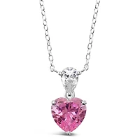 Sterling Silver Cubic Zirconia Pink Heart Necklace 144903