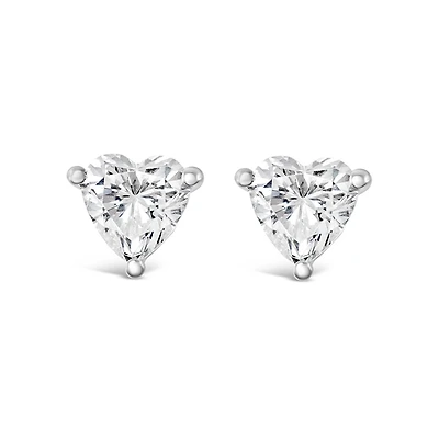 Sterling Silver Cubic Zirconia Heart 6mm Stud Earrings 148585