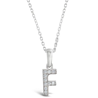 Sterling Silver Cubic Zirconia Initial F Necklace 135922