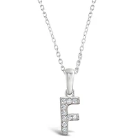 Sterling Silver Cubic Zirconia Initial F Necklace 135922