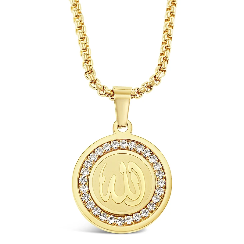 Stainless Steel Gold Allah Necklace 142826