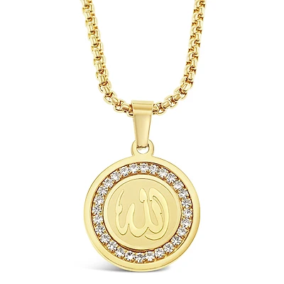 Stainless Steel Gold Allah Necklace 142826