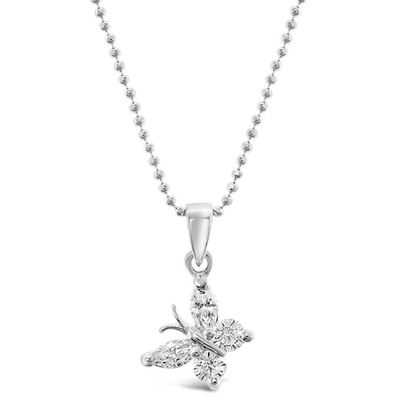 Sterling Silver Cubic Zirconia Butterfly Necklace