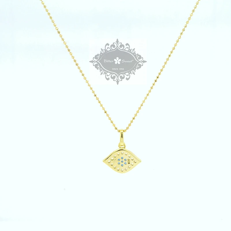 Gold Plated Sterling Silver Cubic Zirconia Evileye Necklace 147730
